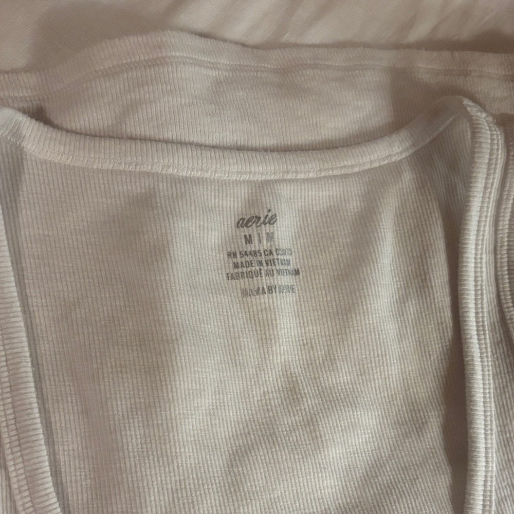 aerie White Ribbed Scoop Tank Top - Picture 2 of 3